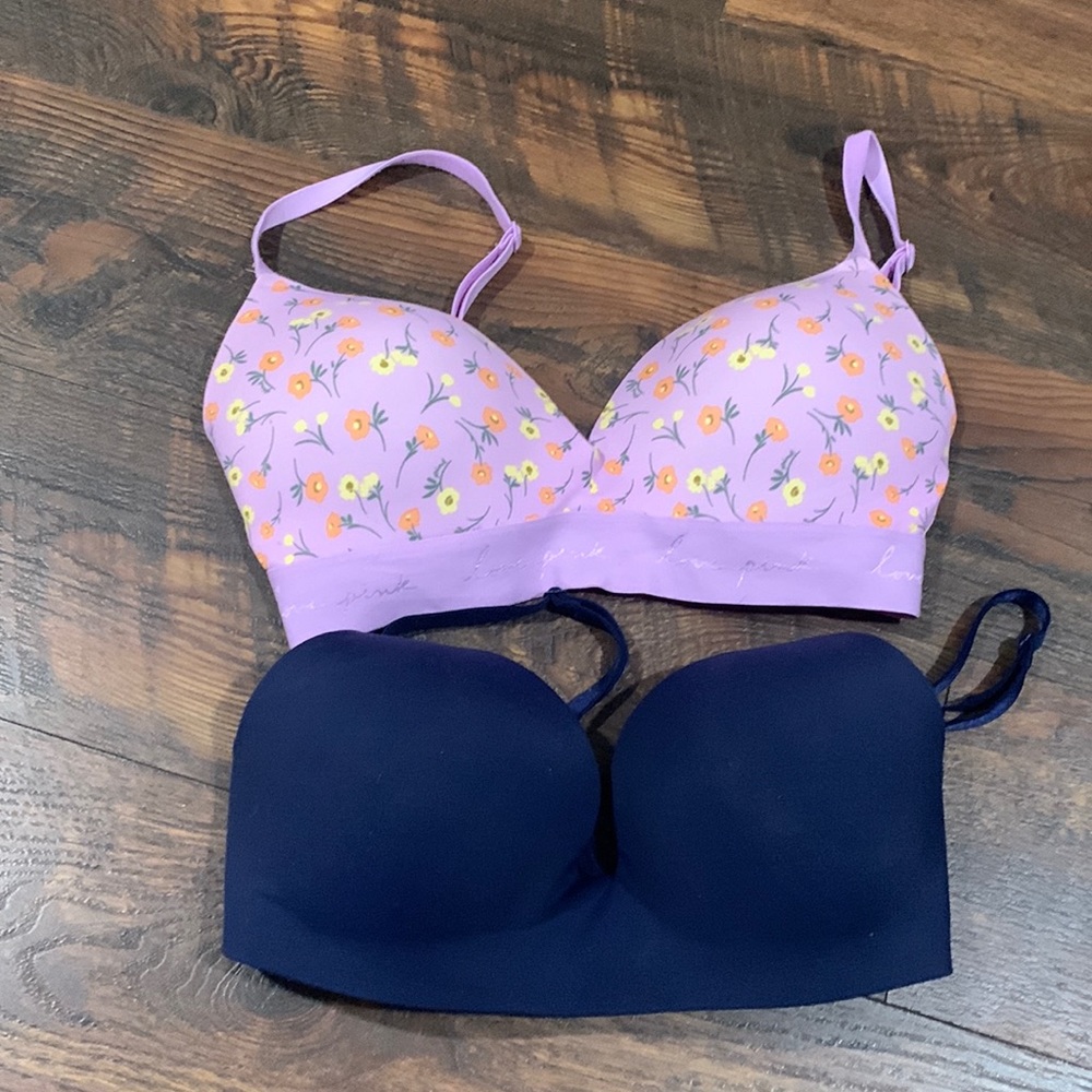 Two Victoria Secret wireless bras. 32DD PINK